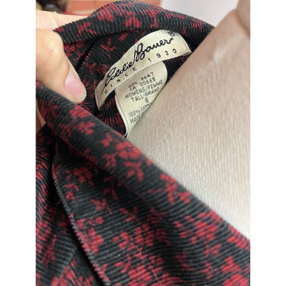 VTG Eddie Bauer Ditsy Floral Corduroy Button-Front Cottagecore Dress Boho Grunge - Picture 4 of 5